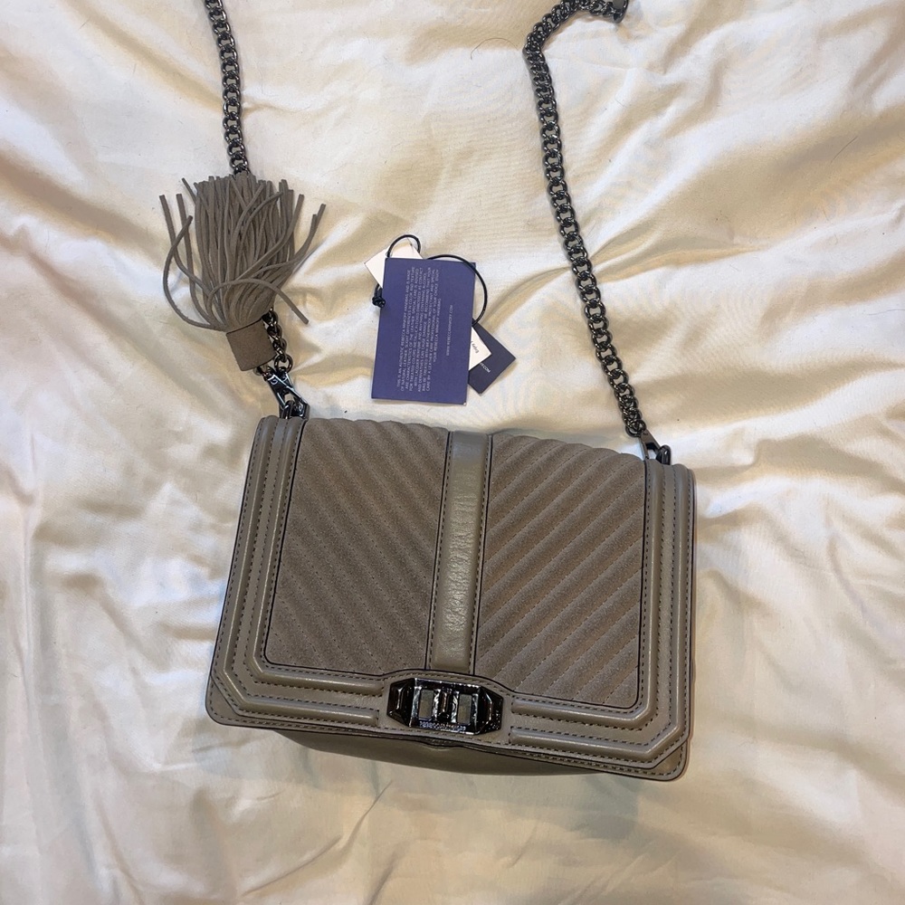 Rebecca Minkoff gray suede/leather chevron purse
